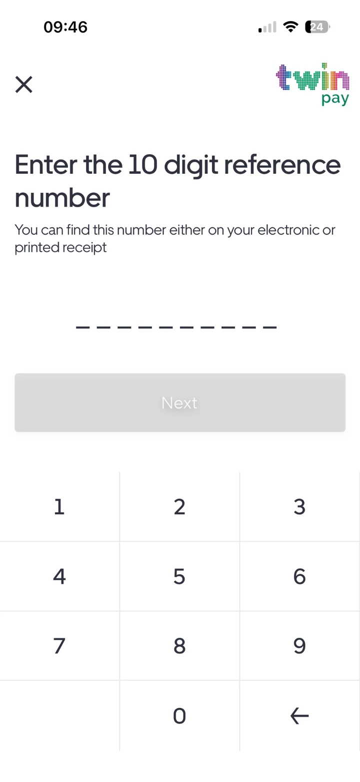 Enter the 10-digit session reference to extend parking